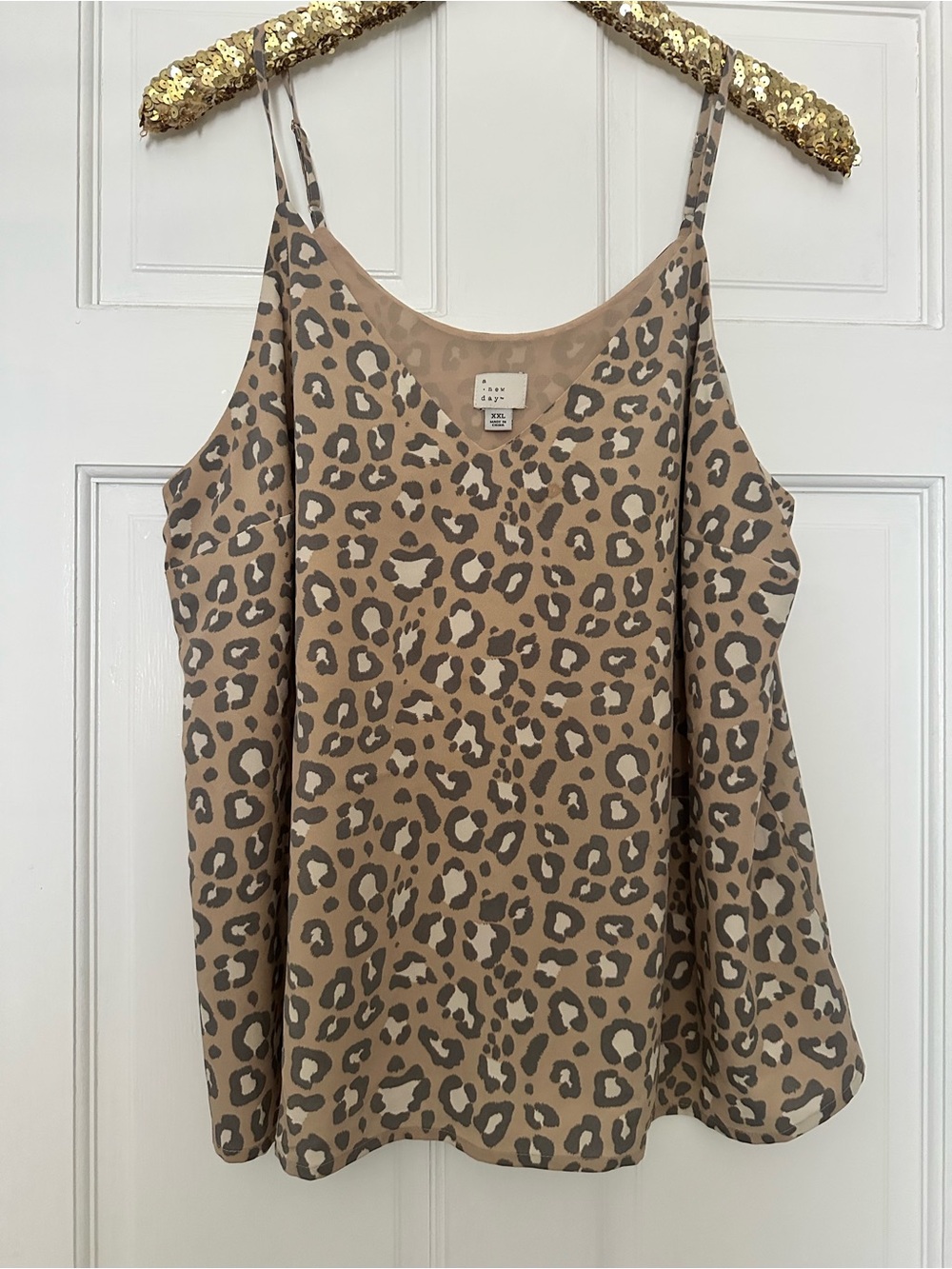 A New Day Leopard Print Cami Top in Beige Size XXL
